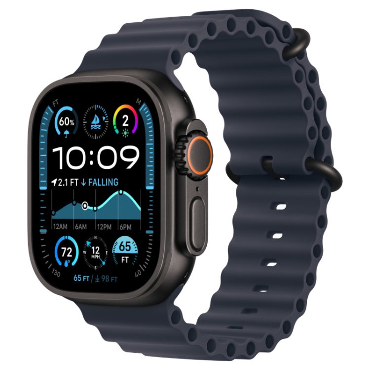 Apple Watch Ultra 2, 49 мм, GPS + Cellular, корпус из черного титана, ремешок Ocean Navy темно-синего цвета
